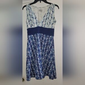 Ladies Size Small Patagonia Margot Dress Blue White Sleeveless Knee Length
